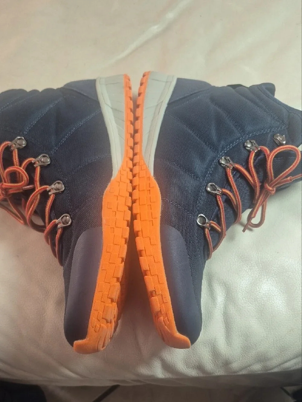 Men's Navy and Orange High-Top Outdoor Sneakers